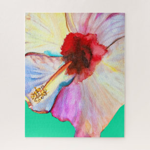 Sommer-Hibiskus-Aquarellkunst Puzzle