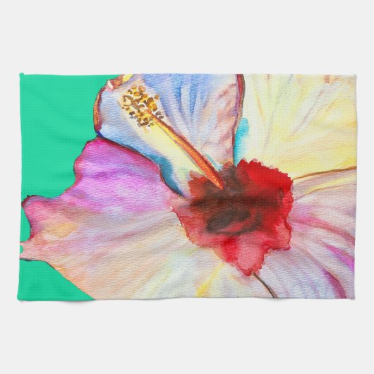 Sommer Hibiskus blühend Geschirrtuch (Horizontal)