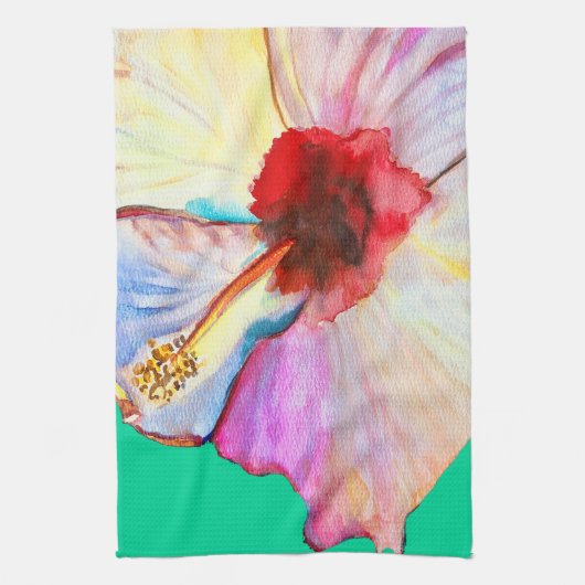 Sommer Hibiskus blühend Geschirrtuch (Vertikal)