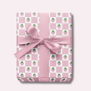 Sommer-Himbeer-Rosa-Schachbrett Geschenkpapier