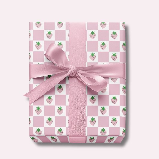 Sommer-Himbeer-Rosa-Schachbrett Geschenkpapier