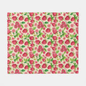 Sommer-Himbeergarten Botanisches Fruchtmuster Fleecedecke (Vorderseite (Horizontal))