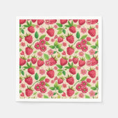 Sommer-Himbeergarten Botanisches Fruchtmuster Serviette (Vorderseite)