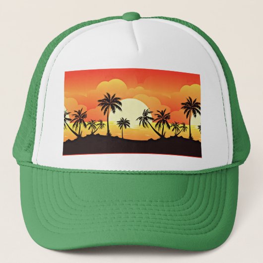 Sommer Hintergrund mit Palmen-32134 Truckerkappe (Vorderseite)