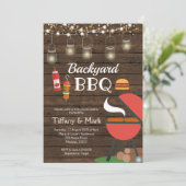 Sommer-Hinterhof GRILLENkoedukationsbabydusche Einladung (Stehend Vorderseite)