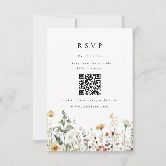 Sommer-Hochzeit im Wildblumenfeld QR-Code-RSVP-Kar RSVP Karte (Vorderseite)