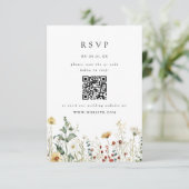 Sommer-Hochzeit im Wildblumenfeld QR-Code-RSVP-Kar RSVP Karte (Stehend Vorderseite)
