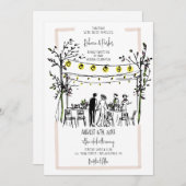 Sommer Hochzeitshandgezeichnete Lichter im Freien Einladung (Vorne/Hinten)