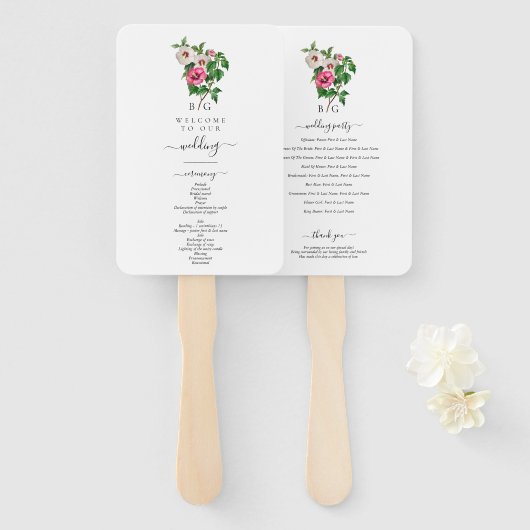 Sommer-Hochzeitsprogramm für tropische Hibisken Fächer (Vorne und Hinten)