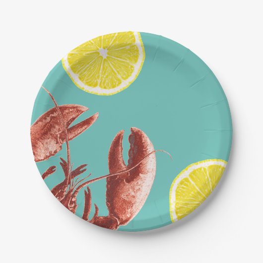 Sommer-Hummer-Blutgeschwür-Party-Aqua Pappteller (Vorderseite)