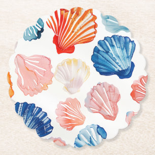 Sommer im Prep-Stil - Papierplatten mit Muschelmus Untersetzer