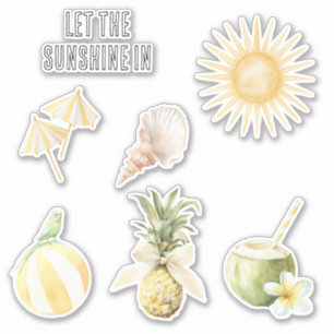 Sommer im Sonnengelb Streifen Ananas Aufkleber