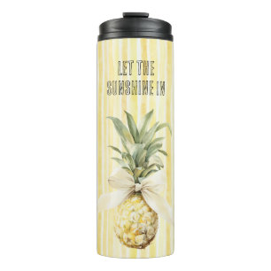 Sommer im Sonnengelb Streifen Ananas Thermosbecher