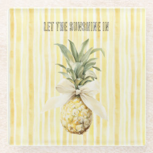 Sommer im Sonnengelben Streifen Ananas Glasuntersetzer