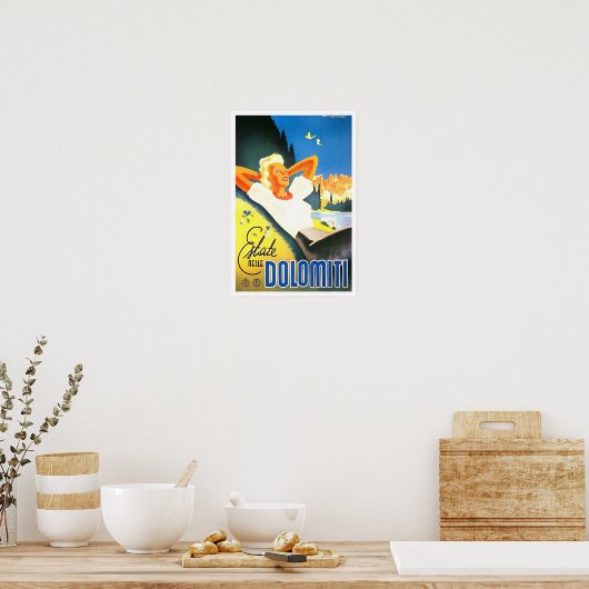 Sommer in den Dolomiten Italien Jahrgang Reise Poster (Küche)