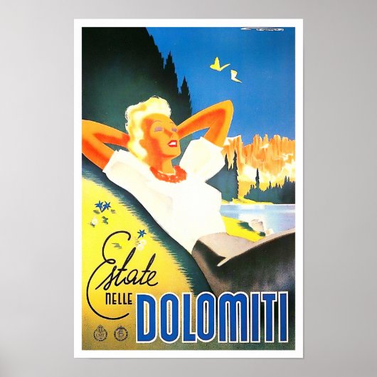 Sommer in den Dolomiten Italien Jahrgang Reise Poster (Vorne)