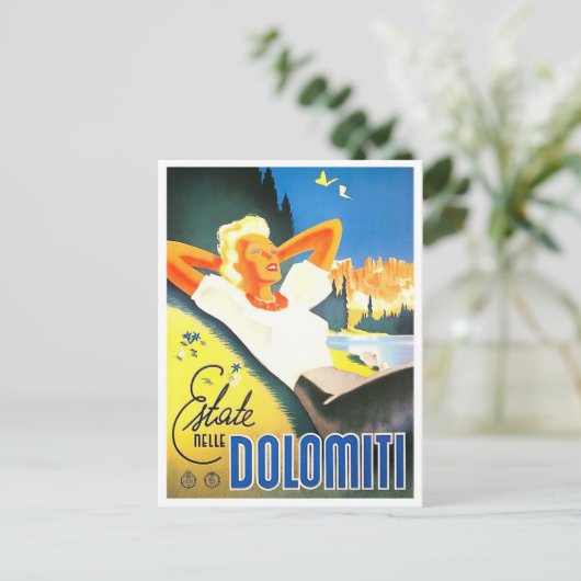 Sommer in den Dolomiten Italien Jahrgang Reise Postkarte (Stehend Vorderseite)