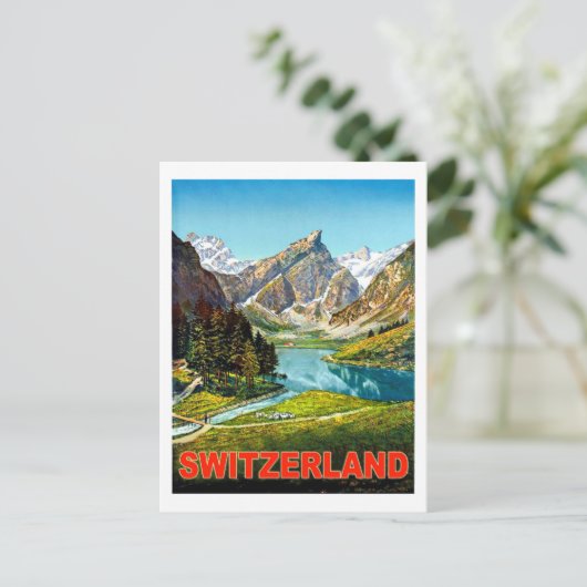 Sommer in den Schweizer Bergen, Jahrgang Postkarte (Stehend Vorderseite)