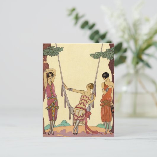 Sommer in Frankreich Art-Deco-Postkarte Postkarte (Stehend Vorderseite)