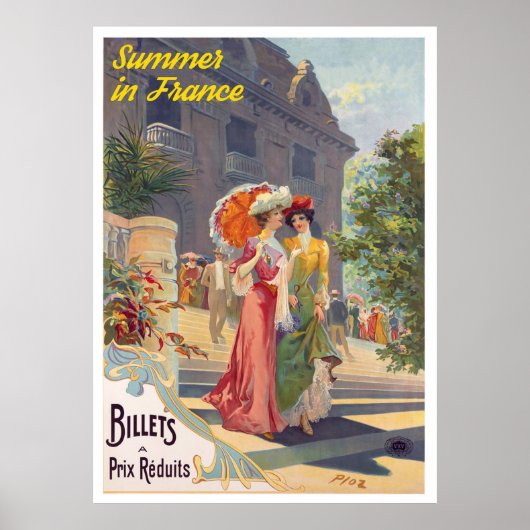 Sommer in Frankreich, Frauen auf Tour, Vintag Poster (Vorne)