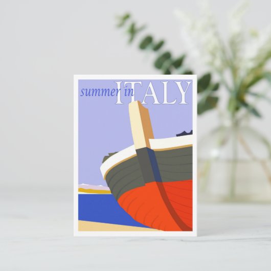 Sommer in Italien, Retro Travel Postkarte (Stehend Vorderseite)