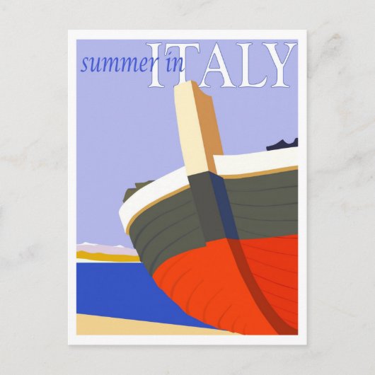 Sommer in Italien, Retro Travel Postkarte (Vorderseite)