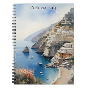 Sommer in Positano Italien Aquarell-Illustration Notizblock