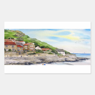 Sommer in Runswick Bay England Farida Greenfield Rechteckiger Aufkleber