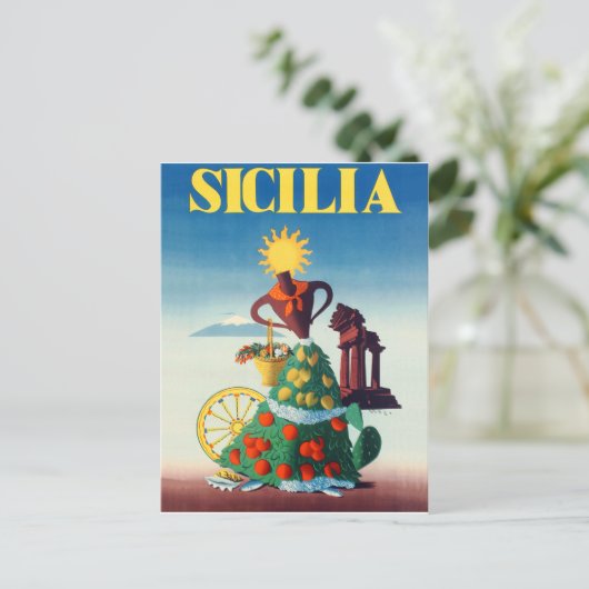 Sommer in Sizilien, Italien Postkarte (Stehend Vorderseite)