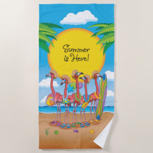 Sommer ist da Flamingos Strandtuch