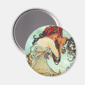 Sommer, Jahreszeiten, Mucha Magnet (Vorderseite/Rückseite)