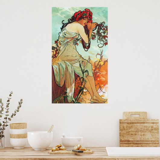 Sommer, Jahreszeiten, Mucha Poster (Küche)