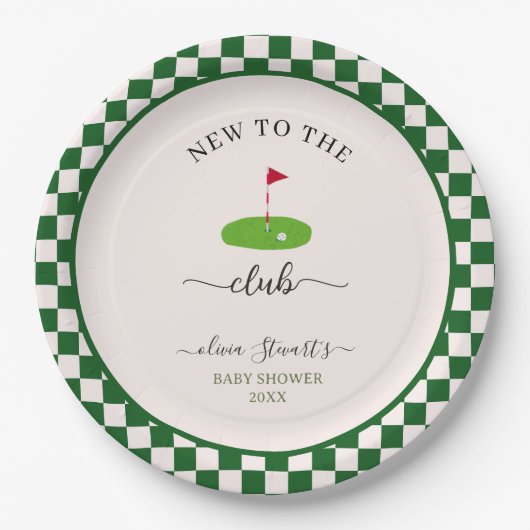 Sommer-Karo-Golf-Baby-Party Pappteller (Vorderseite)