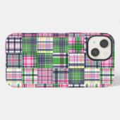 Sommer-Karo Rosa Madras Patchwork iPhone Hülle (Rückseite (Horizontal))