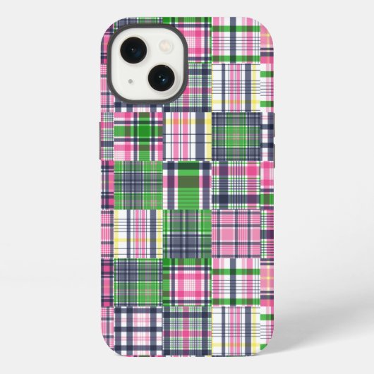 Sommer-Karo Rosa Madras Patchwork iPhone Hülle (Rückseite)