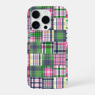 Sommer-Karo Rosa Madras Patchwork iPhone 16 Pro Hülle