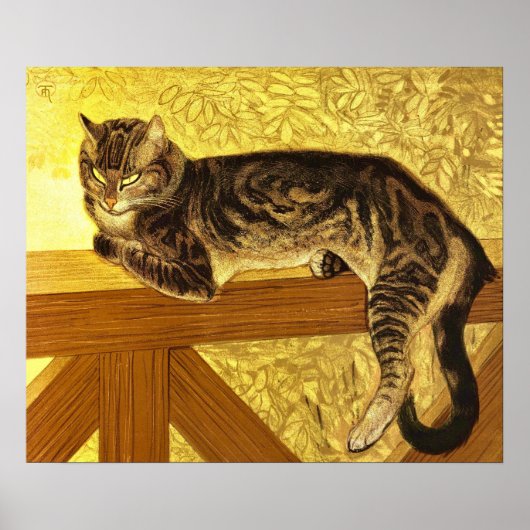 Sommer- Katze auf Balustrade von Theophile Steinle Poster (Vorne)