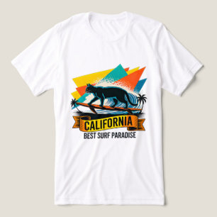 Sommer-Katze-Surfing-Retro-Kalifornien-Strand-T-Sh Tri-Blend Shirt