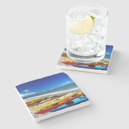 Sommer Kayaking Steinuntersetzer (Seitenansicht)