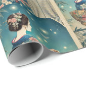 Sommer-Kimono & Glühwürmchen Geschenkpapier (Rolleneckpunkt)