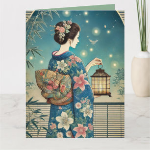 Sommer-Kimono & Glühwürmchen Karte