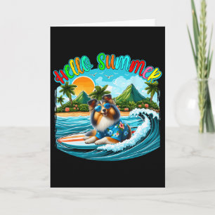 Sommer Kostüm Sheltie Sungles Surfen Auf Strand Su Karte