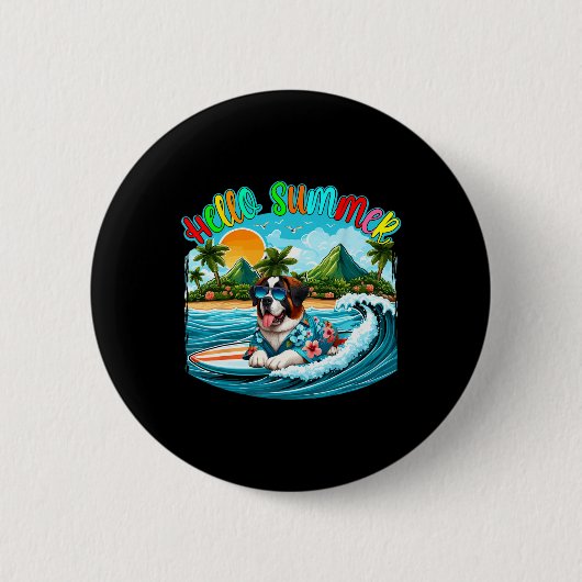 Sommer Kostüm St. Bernhard Sonnenbrille Surfen Am Button (Vorderseite)