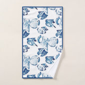 Sommer Küste Strand Seaside Navy Blue Seashell Badhandtuch Set (Handtuch)