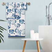 Sommer Küste Strand Seaside Navy Blue Seashell Badhandtuch Set