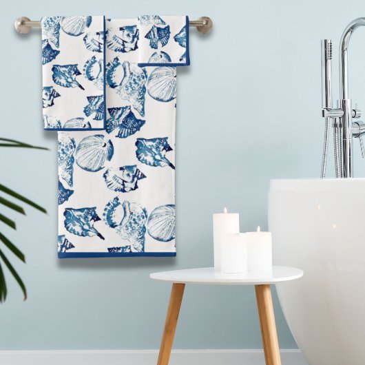 Sommer Küste Strand Seaside Navy Blue Seashell Badhandtuch Set