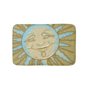 Sommer Lächeln Sun Blue Gold Badematte