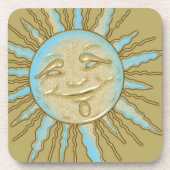 Sommer Lächeln Sun Blue Gold Untersetzer (Vorderseite)