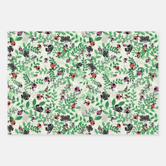 Sommer - Lady Bugs, Schmetterlinge und Blätter (Vorderseite)