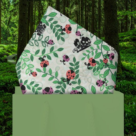 Sommer - Lady Bugs, Schmetterlinge und Blätter Seidenpapier